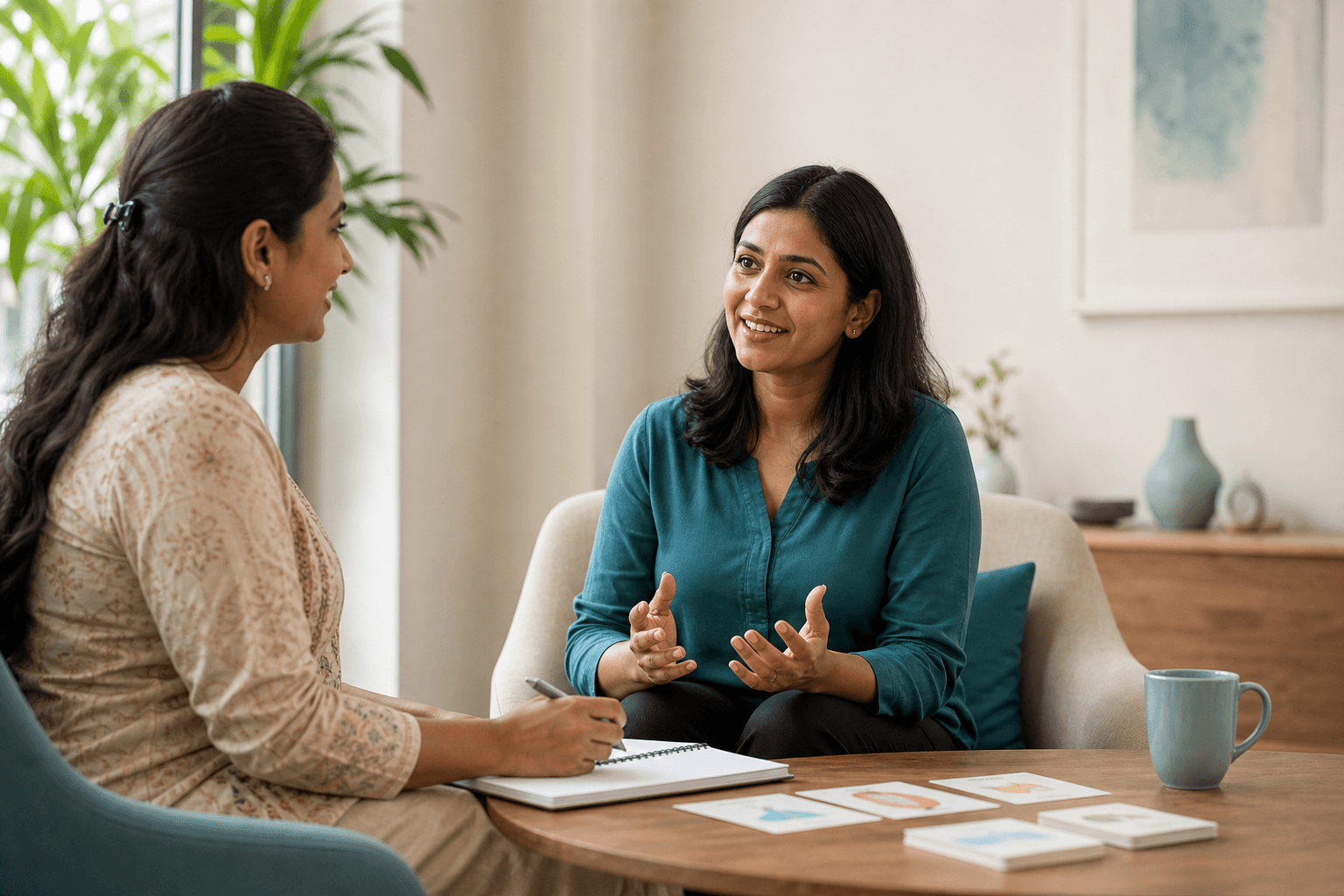 Illustrative communication-support conversation between two adults